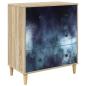 Preview: Kommode RAALTE Blaue Marmorierung 66 x 36,5 x 75 cm Sonoma