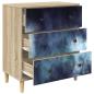Preview: Kommode RAALTE Blaue Marmorierung 66 x 36,5 x 75 cm Sonoma
