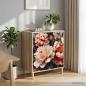 Preview: ARDEBO.de - Kommode BORNE Licht Pfingstrose Druck 66 x 36,5 x 75 cm Sonoma