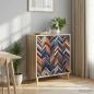 Preview: ARDEBO.de - Kommode OMMEN Geometrischer Druck 66 x 36,5 x 75 cm Sonoma