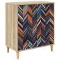 Preview: Kommode OMMEN Geometrischer Druck 66 x 36,5 x 75 cm Sonoma