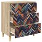 Preview: Kommode OMMEN Geometrischer Druck 66 x 36,5 x 75 cm Sonoma