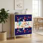 Preview: ARDEBO.de - Kommode MAINZ Blumenmuster 66 x 36,5 x 75 cm Holzwerkstoff