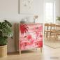 Preview: ARDEBO.de - Kommode AACHEN Rosa Palmenprint 66 x 36,5 x 75 cm Holzwerkstoff