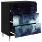 Preview: Kommode RAALTE Blaue Marmorierung 66 x 36,5 x 76 cm