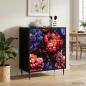 Preview: ARDEBO.de - Kommode KIEL Dunkler Pfingstrosen-Druck 66 x 36,5 x 76 cm