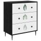 Preview: Kommode HANAU Grünes Blättermuster 66 x 36,5 x 76 cm