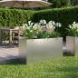 Preview: ARDEBO.de - Garten-Pflanzgefäß Silber 120 x 40 x 60 cm Edelstahl