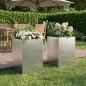 Preview: ARDEBO.de - Garten-Pflanzgefäß 2 stk. Silber 40 x 40 x 75 cm Edelstahl