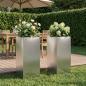 Preview: ARDEBO.de - Garten-Pflanzgefäß 2 stk. Silber 20 x 20 x 40 cm Edelstahl
