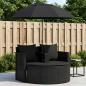 Preview: ARDEBO.de - Gartenbett mit Sonnenschirm Poly Rattan Schwarz