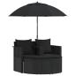 Preview: Gartenbett mit Sonnenschirm Poly Rattan Schwarz