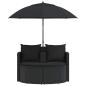 Preview: Gartenbett mit Sonnenschirm Poly Rattan Schwarz