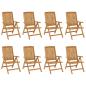 Preview: Klappst?hle Verstellbar mit Auflagen 8 Stk. Massivholz Teak