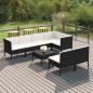 Preview: ARDEBO.de - 8-tlg. Garten-Lounge-Set mit Auflagen Poly Rattan Schwarz