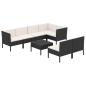 Preview: 8-tlg. Garten-Lounge-Set mit Auflagen Poly Rattan Schwarz