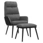 Preview: Relaxsessel mit Hocker Hellgrau Stoff und Kunstleder