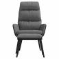 Preview: Relaxsessel mit Hocker Hellgrau Stoff und Kunstleder