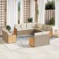 Preview: ARDEBO.de - 11-tlg. Garten-Sofagarnitur mit Kissen Beige Poly Rattan