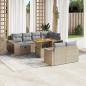 Preview: ARDEBO.de - 11-tlg. Garten-Sofagarnitur mit Kissen Beige Poly Rattan