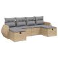 Preview: 6-tlg. Garten-Sofagarnitur mit Kissen Beige Poly Rattan