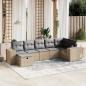 Preview: ARDEBO.de - 7-tlg. Garten-Sofagarnitur mit Kissen Beige Poly Rattan