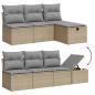 Preview: 7-tlg. Garten-Sofagarnitur mit Kissen Beige Poly Rattan