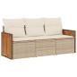 Preview: 3-tlg. Garten-Sofagarnitur mit Kissen Beige Poly Rattan