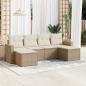 Preview: ARDEBO.de - 6-tlg. Garten-Sofagarnitur mit Kissen Beige Poly Rattan