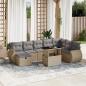 Preview: ARDEBO.de - 9-tlg. Garten-Sofagarnitur mit Kissen Beige Poly Rattan
