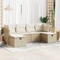 Preview: ARDEBO.de - 6-tlg. Garten-Sofagarnitur mit Kissen Beige Poly Rattan