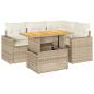 Preview: 5-tlg. Garten-Sofagarnitur mit Kissen Beige Poly Rattan