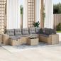 Preview: ARDEBO.de - 9-tlg. Garten-Sofagarnitur mit Kissen Beige Poly Rattan