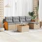 Preview: ARDEBO.de - 6-tlg. Garten-Sofagarnitur mit Kissen Beige Poly Rattan