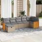 Preview: ARDEBO.de - 7-tlg. Garten-Sofagarnitur mit Kissen Beige Poly Rattan