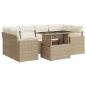 Preview: 7-tlg. Garten-Sofagarnitur mit Kissen Beige Poly Rattan