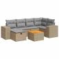 Preview: 7-tlg. Garten-Sofagarnitur mit Kissen Beige Poly Rattan