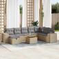 Preview: ARDEBO.de - 9-tlg. Garten-Sofagarnitur mit Kissen Beige Poly Rattan