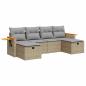 Preview: 6-tlg. Garten-Sofagarnitur mit Kissen Beige Poly Rattan