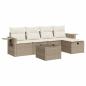Preview: 6-tlg. Garten-Sofagarnitur mit Kissen Beige Poly Rattan