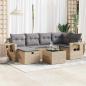 Preview: ARDEBO.de - 7-tlg. Garten-Sofagarnitur mit Kissen Beige Poly Rattan
