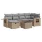 Preview: 7-tlg. Garten-Sofagarnitur mit Kissen Beige Poly Rattan