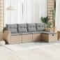 Preview: ARDEBO.de - 5-tlg. Garten-Sofagarnitur mit Kissen Beige Poly Rattan
