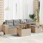 Preview: ARDEBO.de - 6-tlg. Garten-Sofagarnitur mit Kissen Beige Poly Rattan