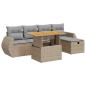 Preview: 6-tlg. Garten-Sofagarnitur mit Kissen Beige Poly Rattan Akazie