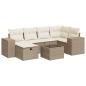 Preview: 7-tlg. Garten-Sofagarnitur mit Kissen Beige Poly Rattan