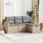 Preview: ARDEBO.de - 4-tlg. Garten-Sofagarnitur mit Kissen Beige Poly Rattan
