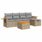 Preview: 6-tlg. Garten-Sofagarnitur mit Kissen Beige Poly Rattan