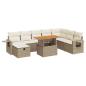 Preview: 9-tlg. Garten-Sofagarnitur mit Kissen Beige Poly Rattan Akazie