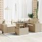 Preview: ARDEBO.de - 6-tlg. Garten-Sofagarnitur mit Kissen Beige Poly Rattan